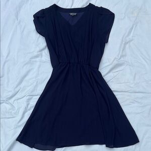 Paper Crown Navy Short Sleeve V-Neck Mini Dress